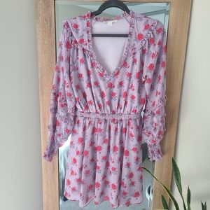 Floral purple mini dress